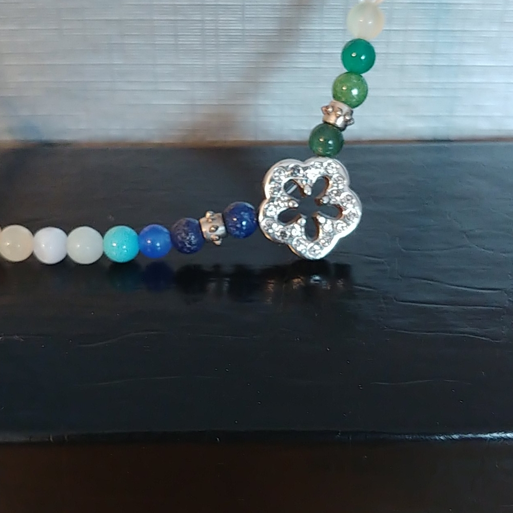 Rainbow colored beaded necklace